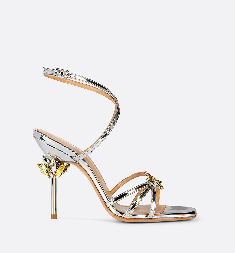 Sienna Sandal Silver Mirror | Dragonfly Heel | Camilla Gabrieli