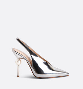 Lucia Slingback Heels Silver Mirror