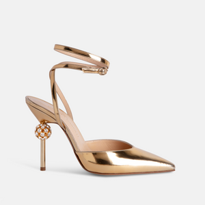 Vittoria Strap Pumps Gold Mirror Leather Shoes