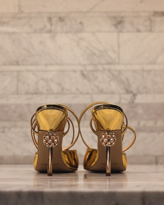 Vittoria Strap Pumps Gold Mirror Leather Shoes
