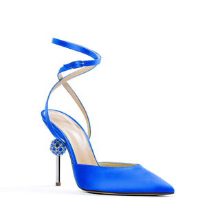 Vittoria Strap Pumps Cobalt Blue Silk Satin Shoes